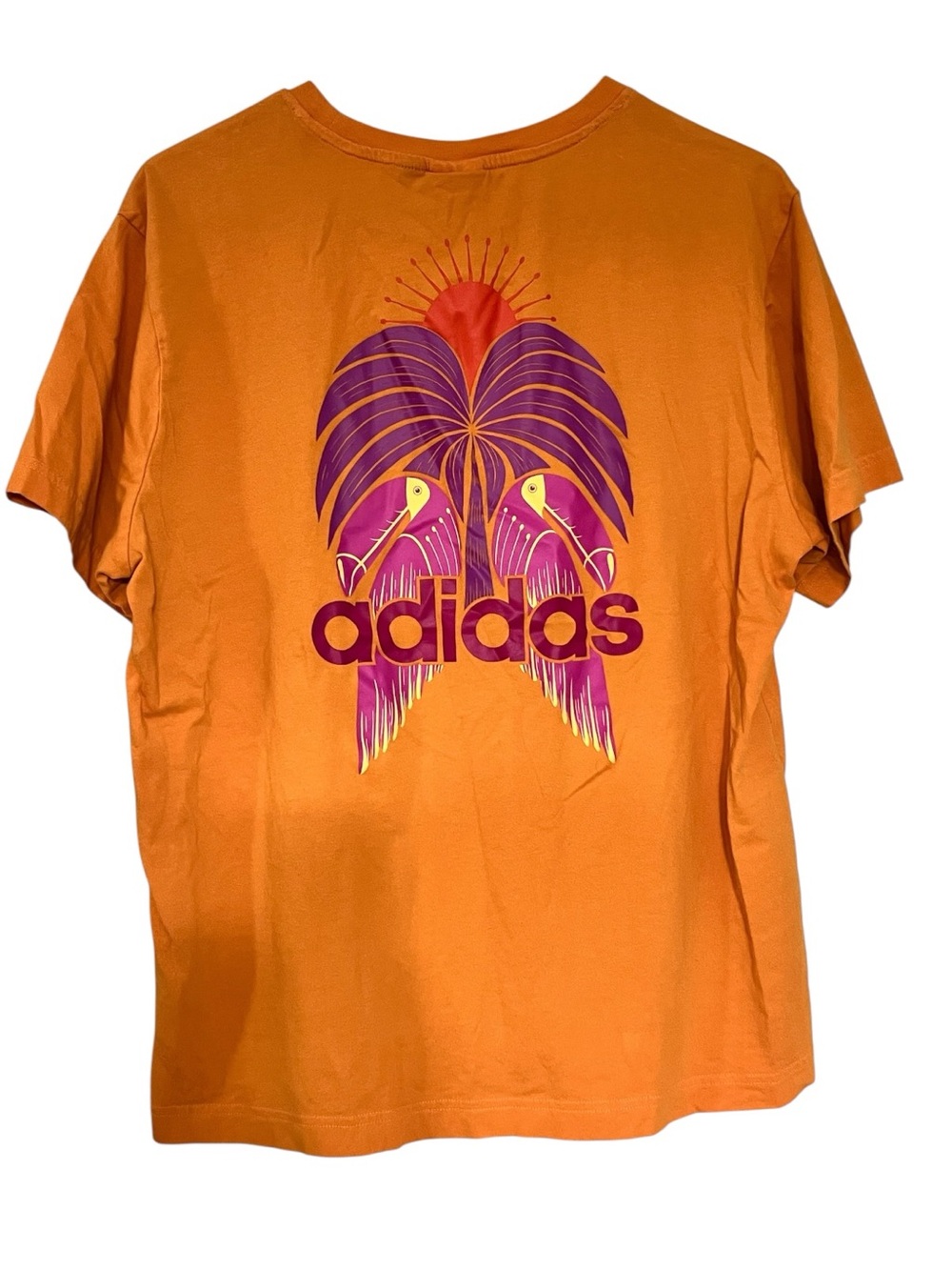 adidas x Farm Rio Orange Tee with Purple & Pink Tropical Graphic